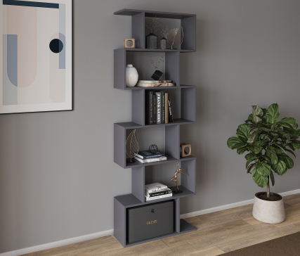 GT-56 6-Cell Home Shelf for Books and Decor, 700х1922х238 mm, Graphite - 1