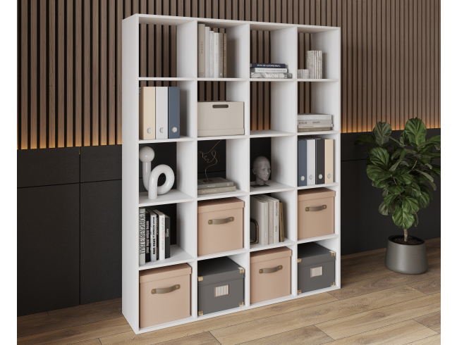 Bookshelf, 20-slot home shelving unit. Toy shelf, 1430x1790x290mm (White)