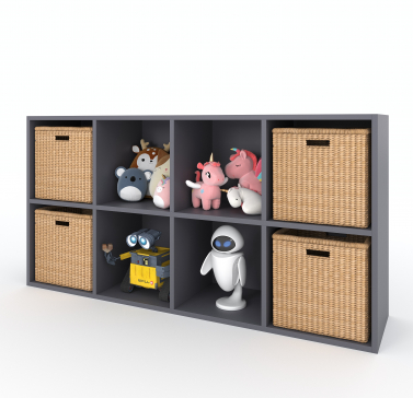 Полка для книг, стеллаж для дома на 8 ячеек. Полка для игрушек 1430х720х290мм (Графит) - 5