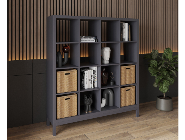 Bookshelf, home shelving with 16 compartments ST-2. Toy shelf 1430x1072x290mm (Graphite)