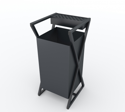 CleanCity metal street trash can, 650x320x320 mm (for parks, gardens, restaurants, sidewalks, and trash) - 9