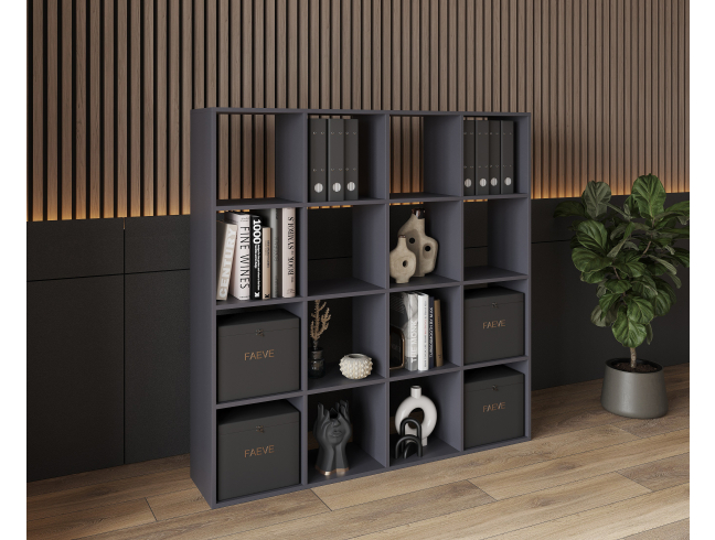 Bookshelf, home shelving with 16 compartments. Toy shelf 1424x1430x290 mm (Graphite)