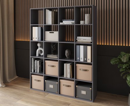 Bookshelf, 20-slot home shelving unit. Toy shelf, 1430x1790x290mm (Graphite) - 4