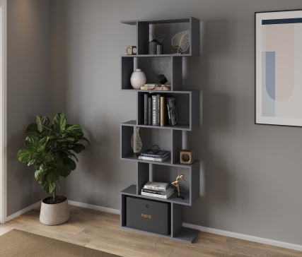 GT-56 6-Cell Home Shelf for Books and Decor, 700х1922х238 mm, Graphite - 3
