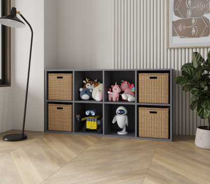 Полка для книг, стеллаж для дома на 8 ячеек. Полка для игрушек 1430х720х290мм (Графит) - 3