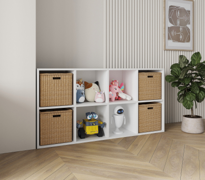 Полка для книг, стеллаж для дома на 8 ячеек. Полка для игрушек 1430х720х290мм (белый) - 1