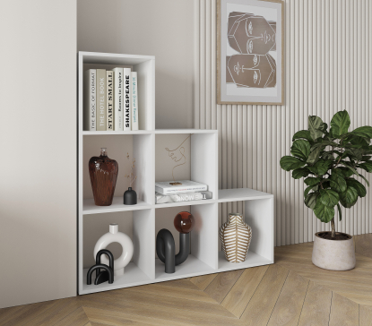 A 6-piece home book and decor display unit, 1070x1070x290 mm (White) - 1