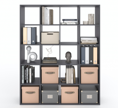 Bookshelf, 20-slot home shelving unit. Toy shelf, 1430x1790x290mm (Graphite) - 6