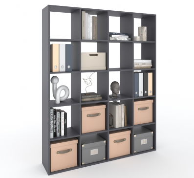 Bookshelf, 20-slot home shelving unit. Toy shelf, 1430x1790x290mm (Graphite) - 7