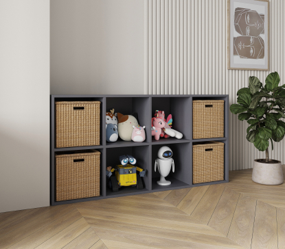 Полка для книг, стеллаж для дома на 8 ячеек. Полка для игрушек 1430х720х290мм (Графит) - 1