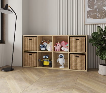 Полка для книг, стеллаж для дома на 8 ячеек. Полка для игрушек 1430х720х290мм (Дуб Сонома) - 4