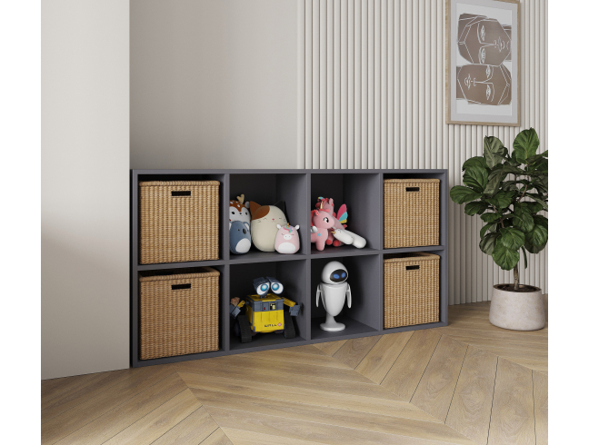 Полка для книг, стеллаж для дома на 8 ячеек. Полка для игрушек 1430х720х290мм (Графит)