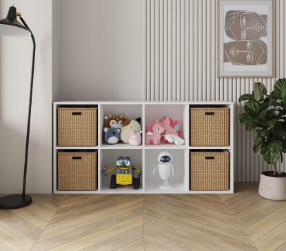 Полка для книг, стеллаж для дома на 8 ячеек. Полка для игрушек 1430х720х290мм (белый) - 3