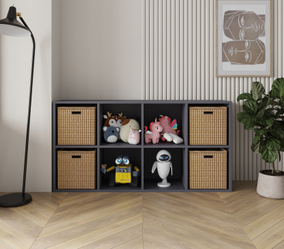 Полка для книг, стеллаж для дома на 8 ячеек. Полка для игрушек 1430х720х290мм (Графит) - 4