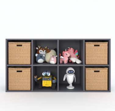 Полка для книг, стеллаж для дома на 8 ячеек. Полка для игрушек 1430х720х290мм (Графит) - 6