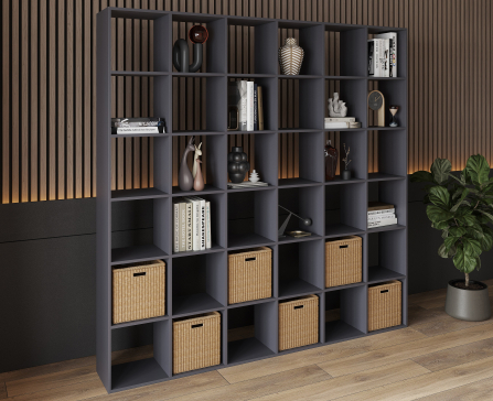 Bookshelf, 36-slot home shelving unit. Toy shelf, 2128 x 2128 x 290 mm (Graphite) - 1