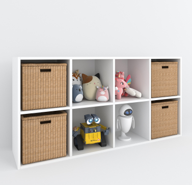 Полка для книг, стеллаж для дома на 8 ячеек. Полка для игрушек 1430х720х290мм (белый) - 5