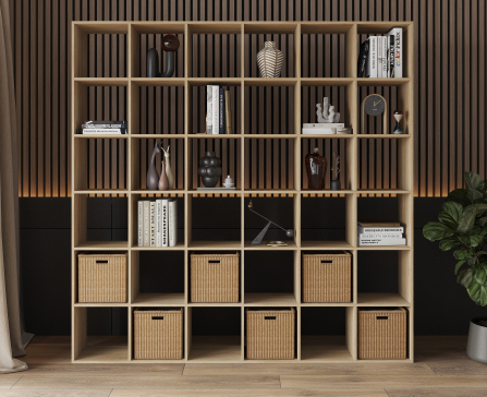 Bookshelf, 36-slot home shelving unit. Toy shelf, 2128 x 2128 x 290 mm (Sonoma Oak) - 3