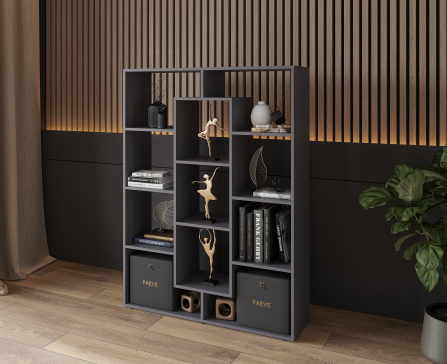 Bookshelf, home shelving with 11 compartments. Toy shelf 1430x1072x290mm (Graphite) - 4