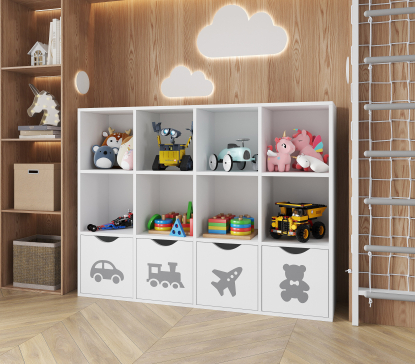 Стеллаж для игрушек и книг и других детских вещей 970х1280х300 мм на 12 полок - 4