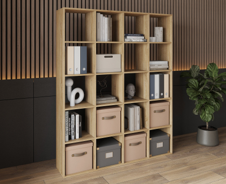 Bookshelf, 20-slot home shelving unit. Toy shelf, 1430x1790x290mm (Sonoma Oak) - 2