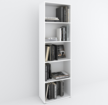 A 5-compartment bookcase and cabinet for home books and decor, 1750x650x290 mm (white) - 7
