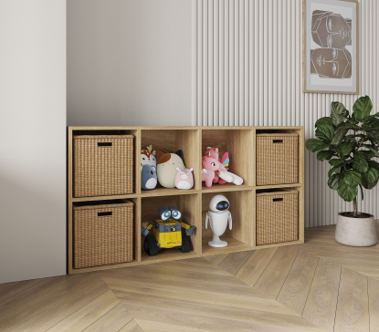 Полка для книг, стеллаж для дома на 8 ячеек. Полка для игрушек 1430х720х290мм (Дуб Сонома) - 2