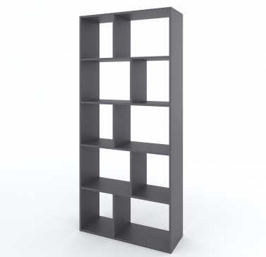 VISKONTA 10-shelf shelving unit, 1930x700x300 mm (for offices, for home, for books, for toys) Bookcase (Graphite) - 5
