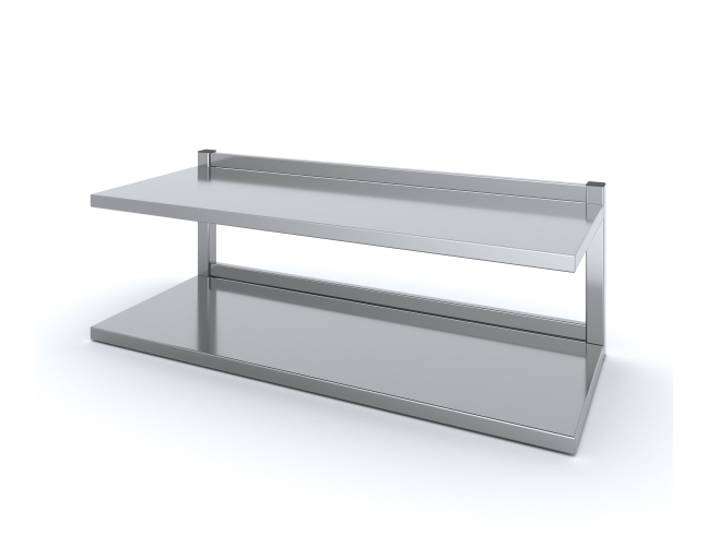 Production shelf made of stainless steel 1500x300x350 mm (two-level)