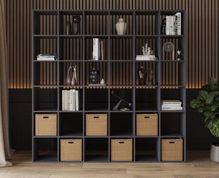 Bookshelf, 36-slot home shelving unit. Toy shelf, 2128 x 2128 x 290 mm (Graphite) - 3