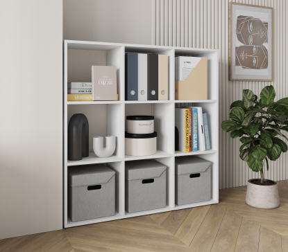 A shelf for books, a rack for a house with 9 cells. Shelf for toys 1072x1072x290mm (White) - 1