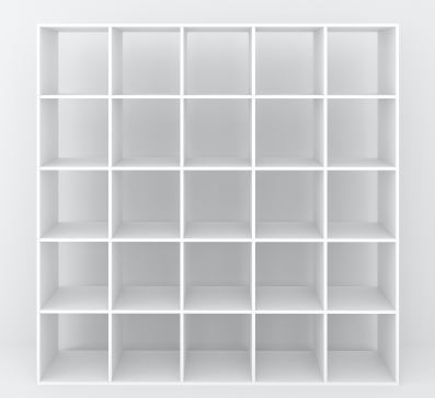 Bookshelf, 25-slot home shelving unit. Toy shelf, 1776 x 1776 x 300 mm (White) - 6