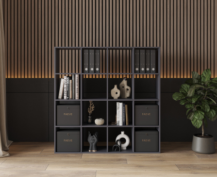 Bookshelf, home shelving with 16 compartments. Toy shelf 1424x1430x290 mm (Graphite) - 3