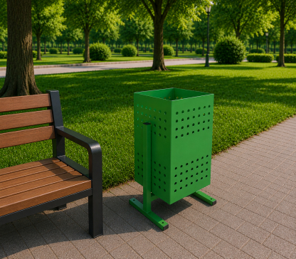 Урна металлическая уличная 500х300х300 мм GreenCity (для парка, для сада, для ресторана, для тротуаров, для мусора) - 3