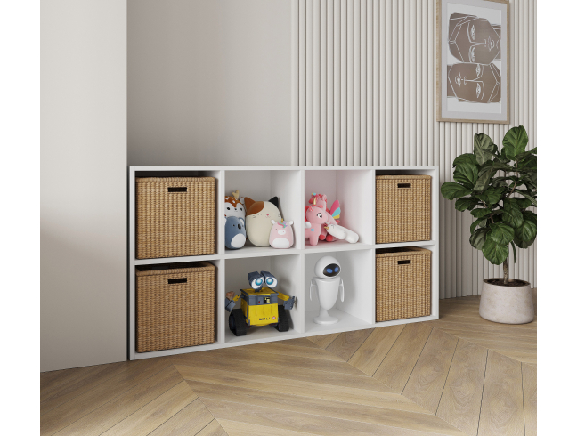 Полка для книг, стеллаж для дома на 8 ячеек. Полка для игрушек 1430х720х290мм (белый)