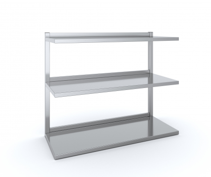 Production shelf made of stainless steel 1500x300x690 mm (Three-level) - 2