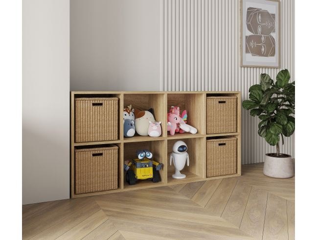 Полка для книг, стеллаж для дома на 8 ячеек. Полка для игрушек 1430х720х290мм (Дуб Сонома)