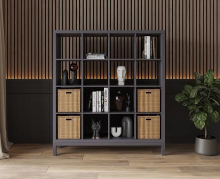 Bookshelf, home shelving with 16 compartments ST-2. Toy shelf 1430x1072x290mm (Graphite) - 3