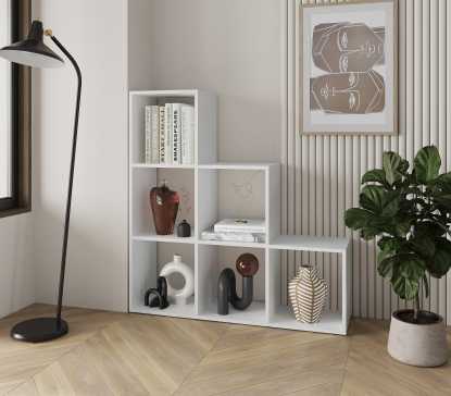 A 6-piece home book and decor display unit, 1070x1070x290 mm (White) - 4