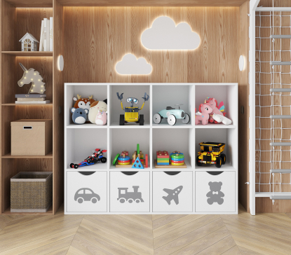 Стеллаж для игрушек и книг и других детских вещей 970х1280х300 мм на 12 полок - 3