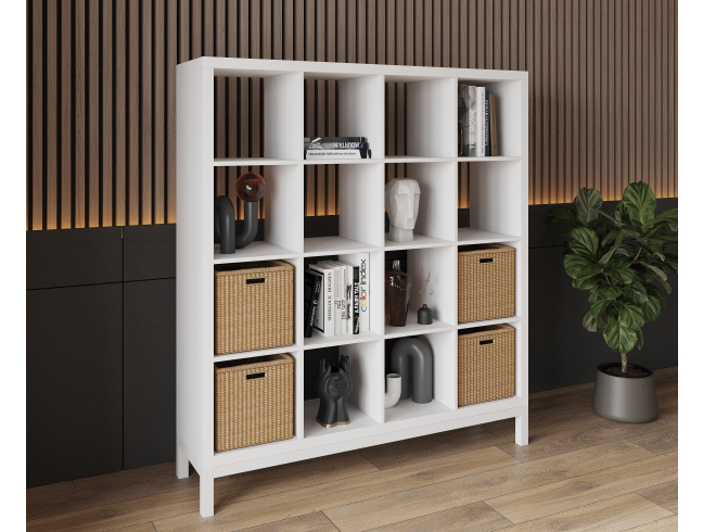 Bookshelf, home shelving with 16 compartments ST-2. Toy shelf 1430x1072x290mm (White)