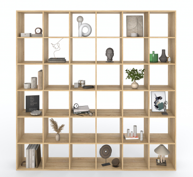 Bookshelf, 36-slot home shelving unit. Toy shelf, 2128 x 2128 x 290 mm (Sonoma Oak) - 9
