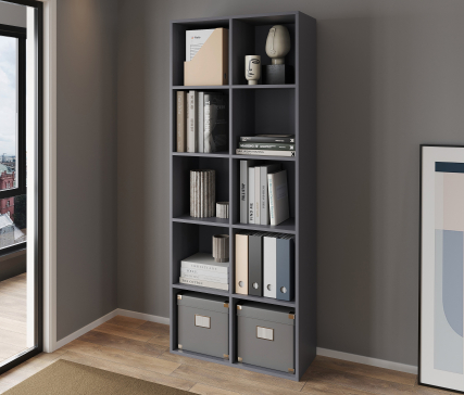 Shelf ST-2 VISKONTA with 10 shelves 1770x720x290 mm (For offices, for home, for books, for toys) Bookcase (Graphite) - 4
