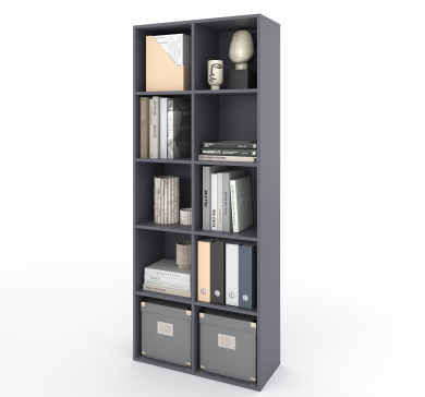 Shelf ST-2 VISKONTA with 10 shelves 1770x720x290 mm (For offices, for home, for books, for toys) Bookcase (Graphite) - 5