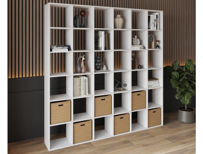 Bookshelf, 36-slot home shelving unit. Toy shelf, 2128 x 2128 x 290 mm (White)