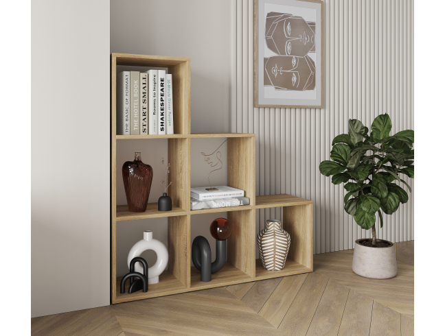A 6-piece home book and decor display unit, 1070x1070x290 mm (Sonoma Oak)