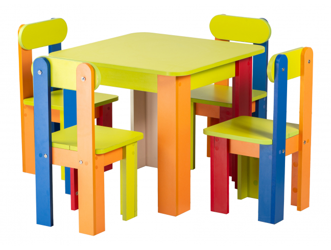 Комплект дитячій стіл та стільці "Baby" 600х600х530 мм (1 стіл та 4 стільці)