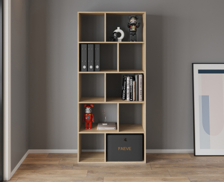 VISKONTA 10-shelf shelving unit, 1930x700x300 mm (for offices, for home, for books, for toys) Bookcase (Sonoma Oak) - 3