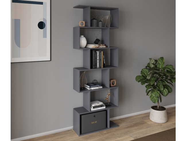 Стеллаж для дома книг и декора на 6 ячеек GT-56 700х1922х238 мм Графит
