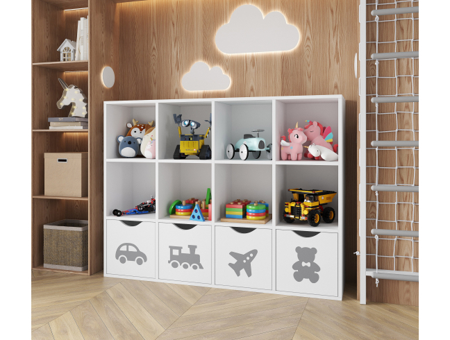 Стеллаж для игрушек и книг и других детских вещей 970х1280х300 мм на 12 полок